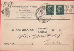 ITALIA - Storia Postale Regno - 1938 - 2x 15c Imperiale - Cartolina - Unione Nazionale Ufficiali In Congedo D'Italia - V - Marcophilia