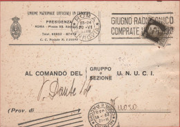 ITALIA - Storia Postale Regno - 1939 - 30c Imperiale (isolato) - Cartolina - Unione Nazionale Ufficiali In Congedo D'Ita - Marcophilia