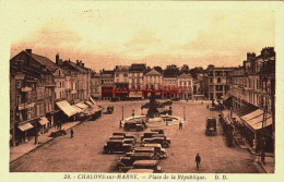 CPA CHALONS SUR MARNE - MARNE - PLACE DE LA REPUBLIQUES - AUTOMOBILES - Châlons-sur-Marne
