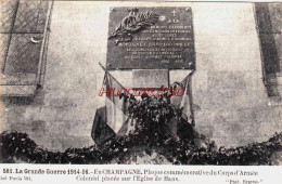 CPA HANS - MARNE - PLAQUE COMMEMORATIVE DU CORPS D'ARMEE - Autres & Non Classés