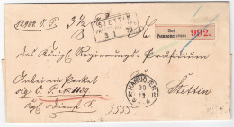 Hannover Paketbegleitbrief 30.12.1869 Orig. Gelaufen Nach Stettin, Mit Stempel: 1. Ausg. Auf RS, Feinst - Hanovre