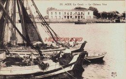 CPA AGDE - HERAULT - BATEAUX ET LE CHATEAU VERT - Agde