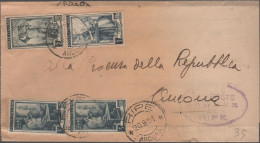 ITALIA - Storia Postale Repubblica - 1951 - 2 + 1 + 2x5 Italia Al Lavoro - Stampe In Piego Tra Sindaci - Comune Di Ripe - 1946-60: Marcophilie