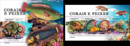 Guinea Bissau 2023, Fishes And Corals, 4val In BF +BF - Poissons