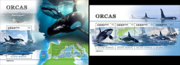 Guinea Bissau 2023, Animals, Orcas, 4val In BF +BF - Balene