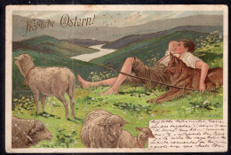 Deustchland - 1905 - Hirte - Schaf - Fröhliche Ostern - Pâques