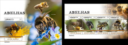 Guinea Bissau 2023, Animals, Bees, 4val In BF +BF - Bienen