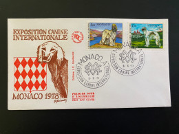 Enveloppe 1er Jour "Exposition Canine Internationale" 05/06/1978 - 1163-1164 - MONACO - Chiens - Lévrier Afghan - Barzoï - FDC