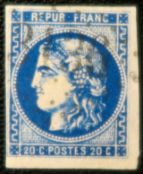 X1293 - FRANCE - CERES EMISSION DE BORDEAUX N°46Ba Bleu Foncé - GC 3136 : RIEZ (Basses Alpes) INDICE 5 - 1870 Bordeaux Printing