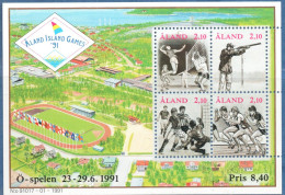 Aland 1991 Sports Block MNH Volleyball, Skeet Shooting, Football, Atletic Sprint - Other & Unclassified