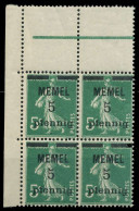 MEMEL 1920 Nr 18b Postfrisch VIERERBLOCK ECKE-OLI X887CD6 - Klaipeda 1923