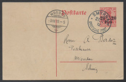TÜRKEI - CONSTANTINOPLE - TURQUIE /1912 # P14 GSK - ENTIER POSTAL ==> MOUDON - SCHWEIZ / KW 25.00 EURO (ref 7347) - Deutsche Post In Der Türkei
