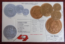 Cpa Représentation Monnaies - Pavillon National - Le Siam - Coins (pictures)