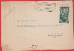 ITALIA - Storia Postale Repubblica - 1951 - 10 Italia Al Lavoro (isolato) - Stampe - Associazione Nazionale Combattenti - 1946-60: Marcophilie