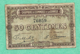 19 - Corrèze - TULLE - Billet De La Chambre De Commerce 1915 Marron - D591 - Autres & Non Classés