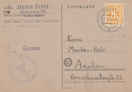 Bund Zensurpost Aus Dem Jahr 1946 Von Hanau Nach Aachen - Covers & Documents