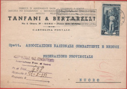 ITALIA - Storia Postale Repubblica - 1951 - 15 Italia Al Lavoro (isolato) - Cartolina - Tanfani & Bertarelli - Viaggiata - 1946-60: Marcophilie