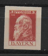 Bayern 1911 Essai Proof Essay Probe Von Die Luitpoldausgabe Von Von Kaulbach Wz Enge Waagerechte Wellenlinien - Mint