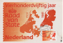 Netherlands Nederland Holland 1981 Maximum Card X1, 450 Years Council Of State, Canceled In Utrecht - Cartoline Maximum