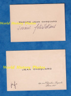 2 Cartes De Visite Anciennes - PARIS 16e - Monsieur & Madame Jean CHOQUARD - Rue Chardon Lagache - Généalogie - Visiting Cards