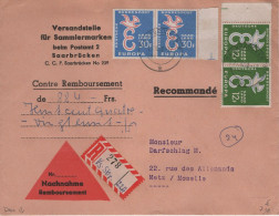Saar - Saarbrucken - 1958 - Recommande En Contre Remboursement Destination France - Brieven En Documenten