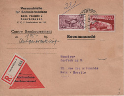 Saar - Saarbrucken - 1956 - Recommande En Contre Remboursement Destination France - Brieven En Documenten