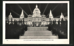 AK Barcelona, Exposicion Internacional 1929, Palais National Nocturne  - Ausstellungen