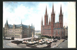 AK Wiesbaden, Marktplatz Aus Der Vogelschau  - Wiesbaden