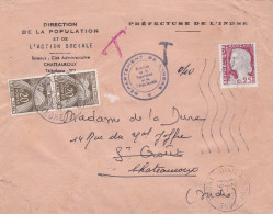 1961--lettre Taxée De Préfecture CHATEAUROUX-36 Pour CHATEAUROUX-36--timbre Marianne--TT X 2-- Cachet - 1961-....