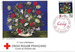 Carte, Timbre Croix-Rouge 1er Jour 06 GRASSE 24 Nov 1984 [La Corbeille Rose, Fleurs, Peinture]  (360_epj5) - 1980-1989