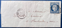 Lettre Du 5 FEV 1851 Céres N°4 25c Bleu Oblitéré Grille + Dateur T15 " TROYES " Arrivée Au Dos TTB - 1849-1850 Ceres