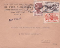 AOF-1951--lettre De DAKAR Pour PARIS (France) --timbres Sur Lettre- Cachet Mécanique Du 9-1-51--Fonderies Pont à Mousson - Covers & Documents