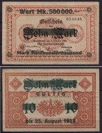 Niedersachsen - Osnabrück/Handelsk. 500.000 Überdr.1923 10 Mark 1918 1914 - Autres & Non Classés