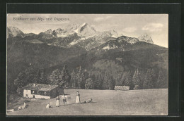 AK Garmisch, Berggasthof Eckbauer Mit Alp- Und Zugspitze  - Zugspitze
