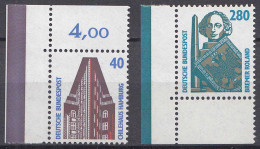 Bund BRD 1988 Mi. 1379 + 1381 ** Sehenswürdigkeiten Eckrand LUXUS   (20838 - Other & Unclassified