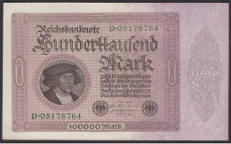 Reichsbanknote 100.000 Mark 100-tausend 1923 AUNC (1-) Ros.82a Serie D - Other & Unclassified