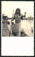 AK Indios Mit Ruderboot Am Fluss  - Unclassified