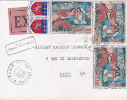 1969--lettre EXPRES De PARIS 11° Pour PARIS 9°--timbres Sur Lettre- Cachet Du 20-1-69--griffe TROUVE A LA BOITE - Covers & Documents