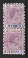 BAHAMAS....KING GEORGE VI. (1936-52..)......5/- X VERTICAL PAIR...LITTLE RUBBER....USED...... - 1859-1963 Colonia Britannica