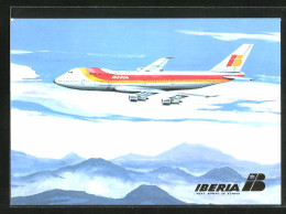 AK Flugzeug Boeing 747 Der Iberia über Den Wolken  - 1946-....: Era Moderna