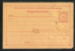 AK Heidelberg, Privat-Brief-Verkehr Heidelberg Und Neuenheim, Begleitschein, Private Stadtpost  - Sellos (representaciones)