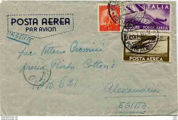 Posta Aerea Lire 25 E 50 "Democratica" Per  Alessandria D'Egitto - 1946-60: Marcophilie