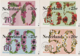 Netherlands Nederland 1982 Maximum Cards X4, Zomerzegels, Nature, Flowers & Plants, Roses, Canceled In Utrecht - Maximumkarten (MC)