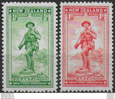 1936 New Zealand Charity ANZAC 2v. MNH SG N. 591/92 - Sonstige & Ohne Zuordnung
