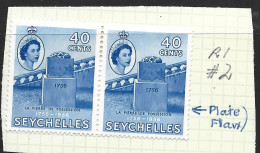 Seychelles 1956 French Colony Bicentennial 40c Pair With R1/2 Variety MLH - Seychelles (...-1976)