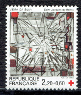 Au Profit De La Croix-Rouge : Vitrail De Vieira Da Silva De L'église Saint-Jacques De Reims (timbre De Feuille) - Ongebruikt