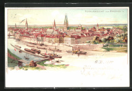 Lithographie Bremen, Autograph Von Prinz Alfons Von Bayern  - Sonstige & Ohne Zuordnung