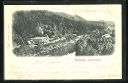 AK Giesshübel-Sauerbrunn, Häuser Am überbrückten Fluss  - Czech Republic