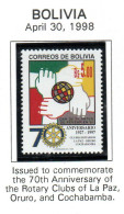 980430 Bolivia Rotary 70th Anniversary La Paz, Oruro, Cochabamba - Rotary, Lions Club