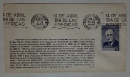 Argentine - Enveloppe Premier Jour Sur Le Thème De La Journée Des Amériques Avec Timbre Roosevelt (1946) - Gebraucht